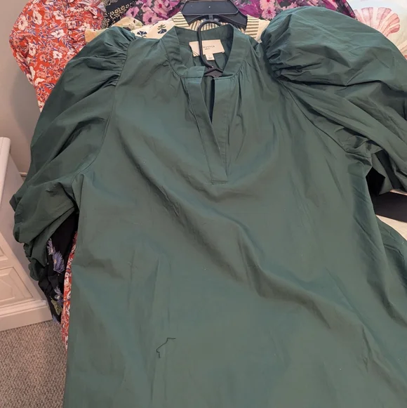 Pomander Place Teal Gathered Neckline Dress - Picture 2 of 4